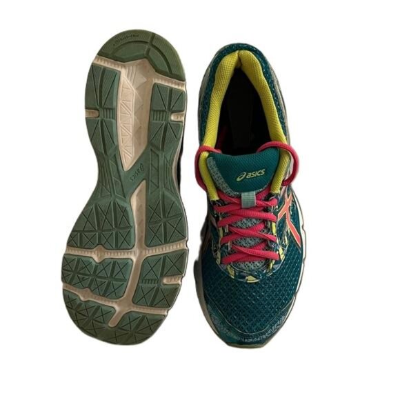 ASICS Turquoise and Pink Athletic Shoes, Width B, Size 9 - Picture 5 of 6